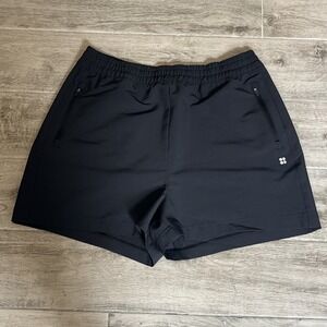 Sweaty Betty Women's Summit Hiking Shorts Black Zip Pockets Size Large